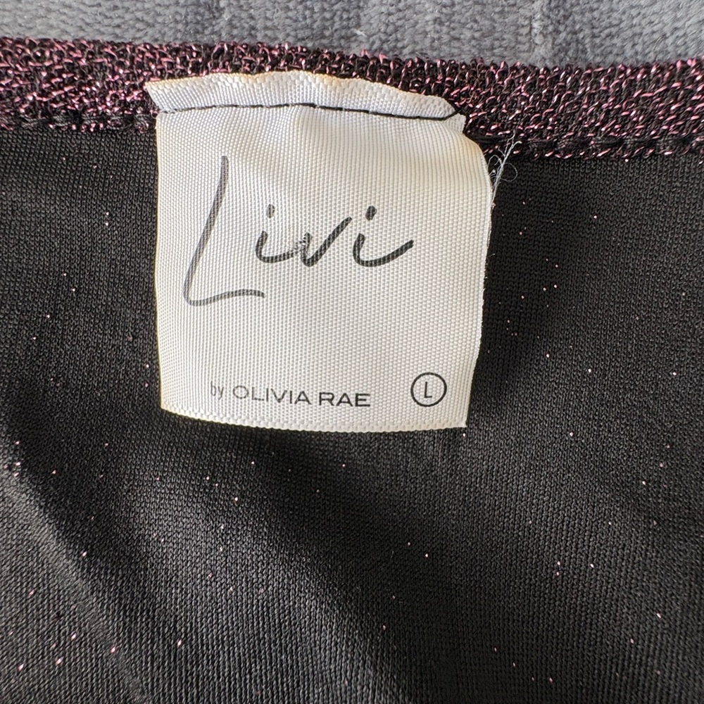 Livi by Olivia Rae Sparkle Longsleeve deep v neck purple Top - Picture 2 of 3